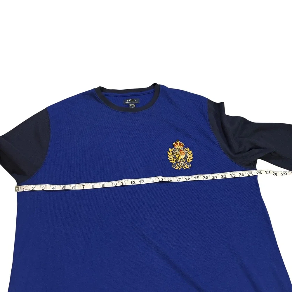 Polo Ralph Lauren Mens 2XL Blue Crested Long Sleeve Sleepwear Crew Neck‎ Shirt